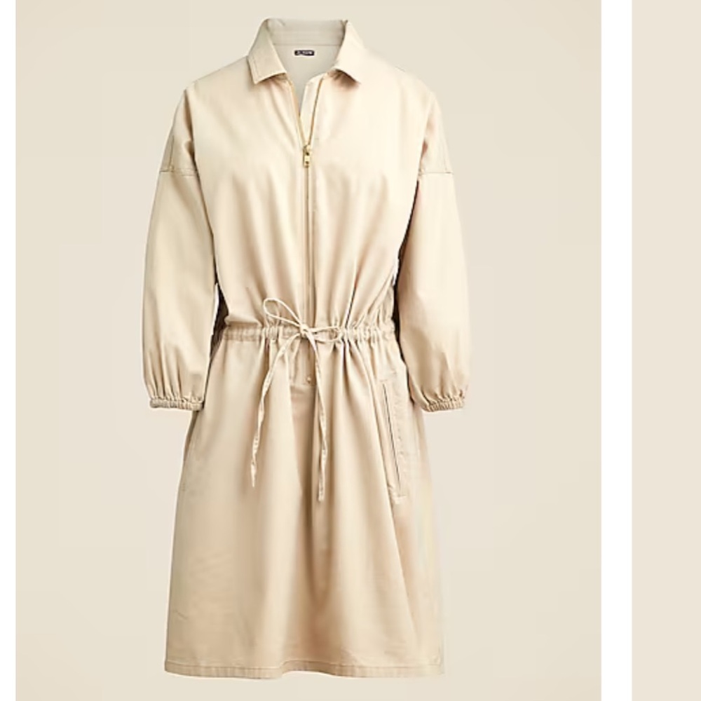 NWT - Jcrew Cinched zip-up dress in drapey cotton